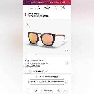 Oakley Side Swept Sunglasses — Black Frame with Rose Gold Mirrors
